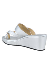Light Silver Two Strap Wedge