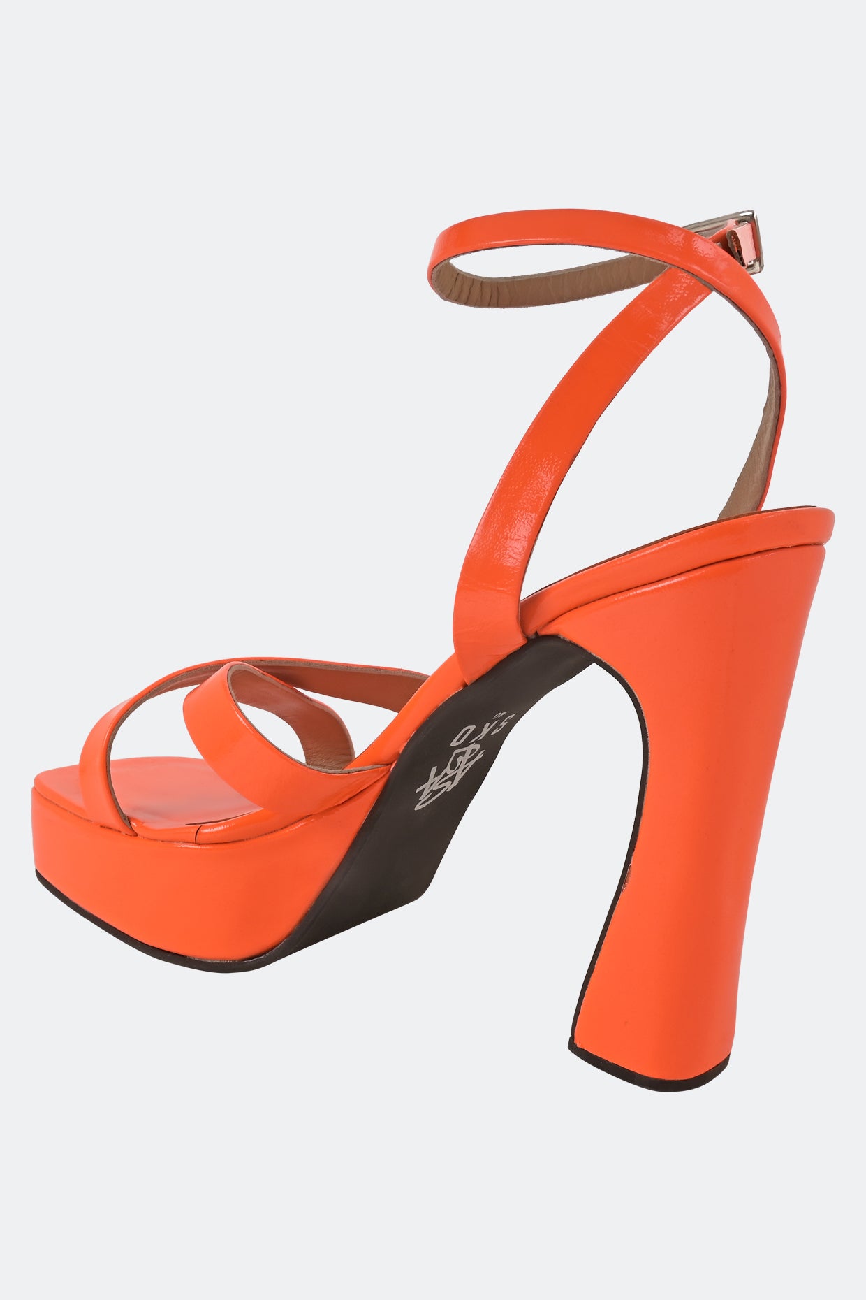 Neon Orange Cross Strap Platform