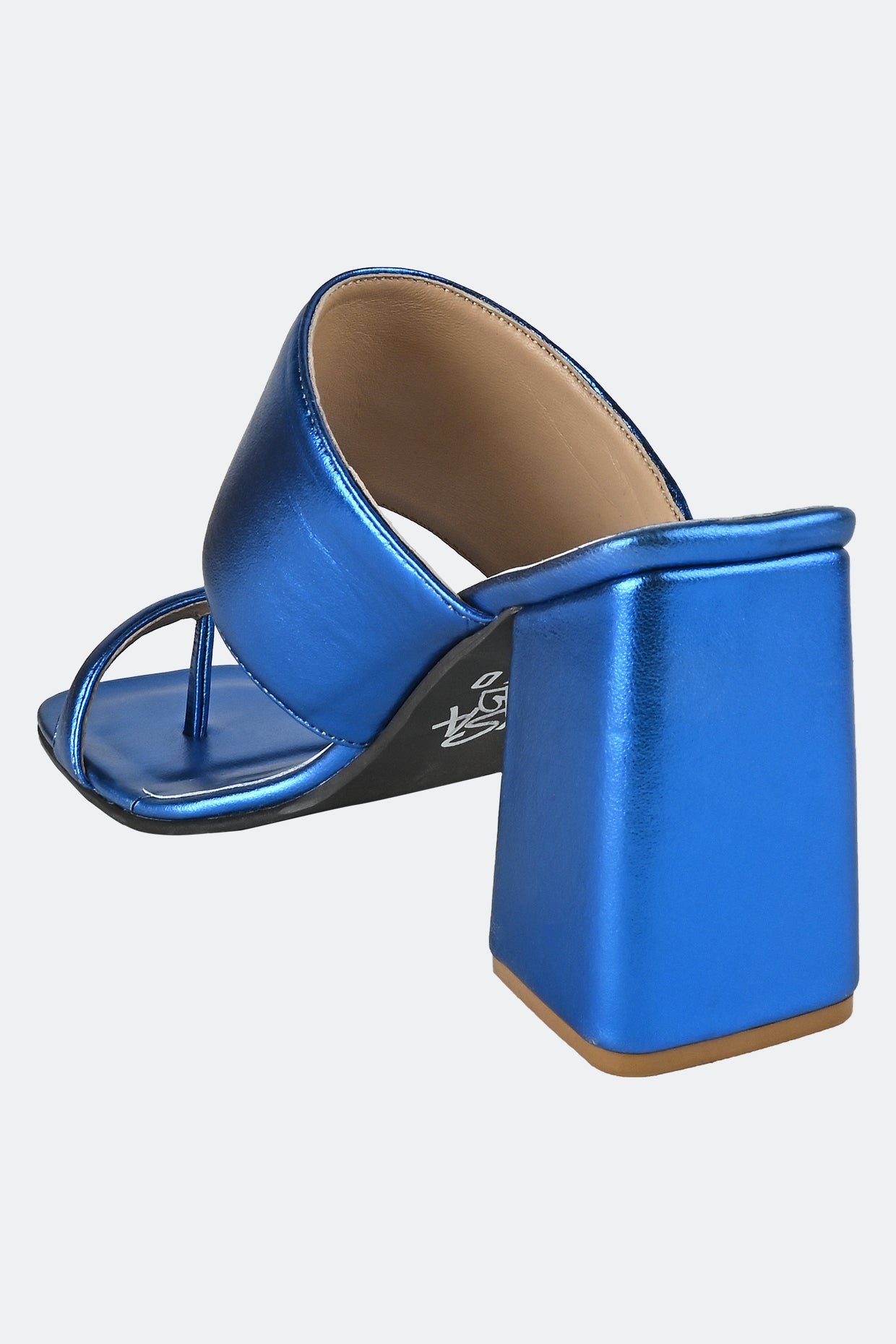 Metallic Blue Two Strap Heels