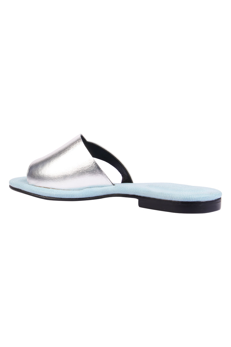 Silver Asymmetrical Sandals