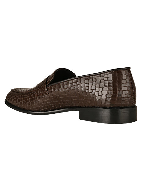 Brown Croc  Patent Penny Loafers