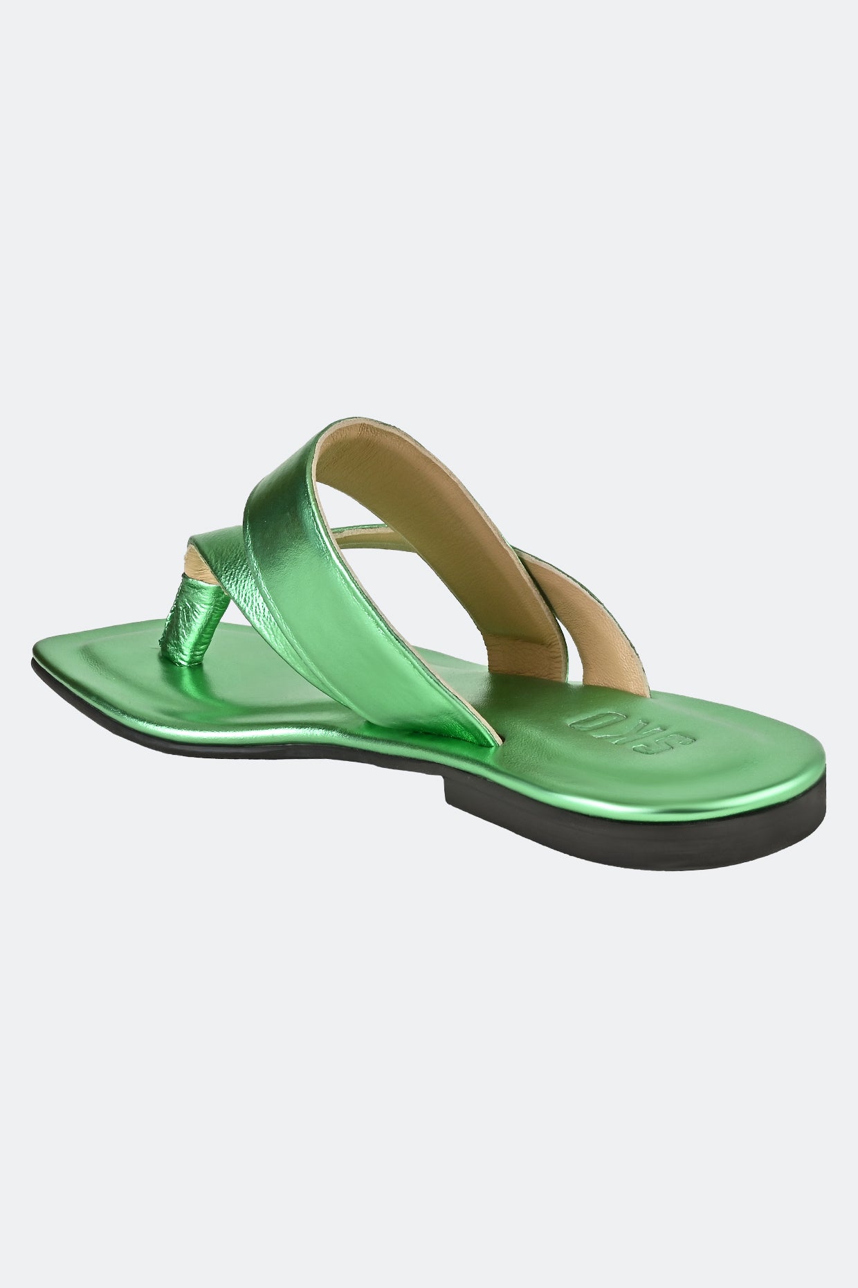 Metallic Green Two Strap Flats