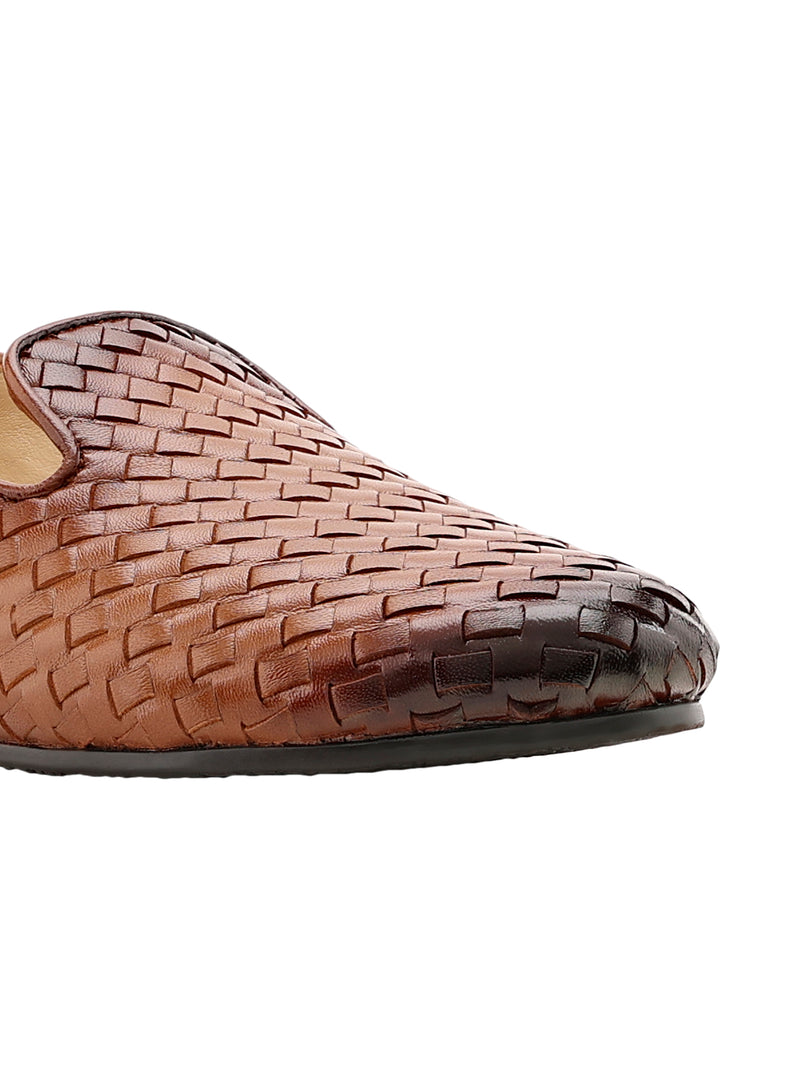 Tan Handwoven Loafers