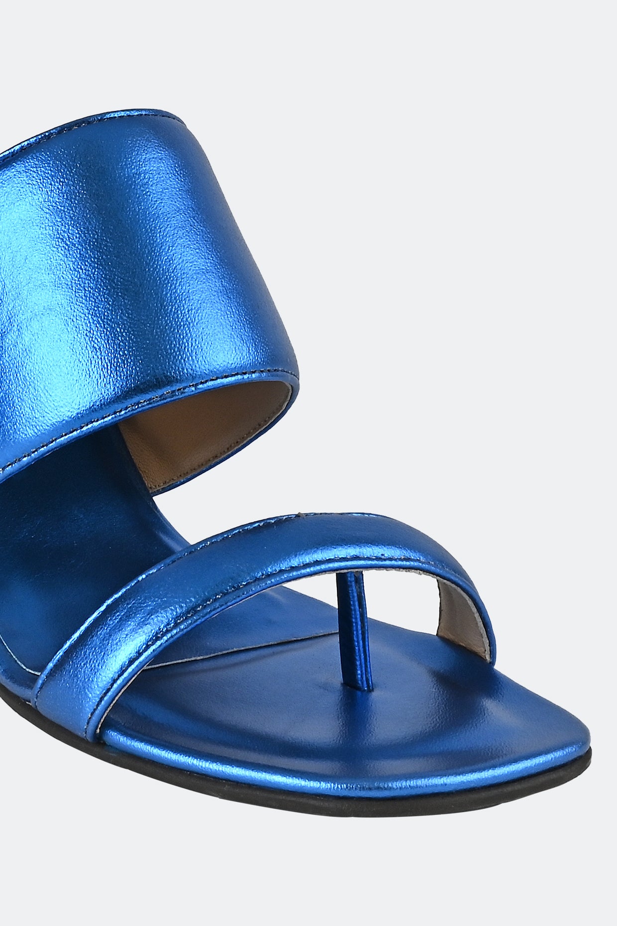 Metallic Blue Two Strap Heels - Main Image
