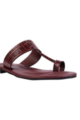 Maroon Croc Single Toe Sandals