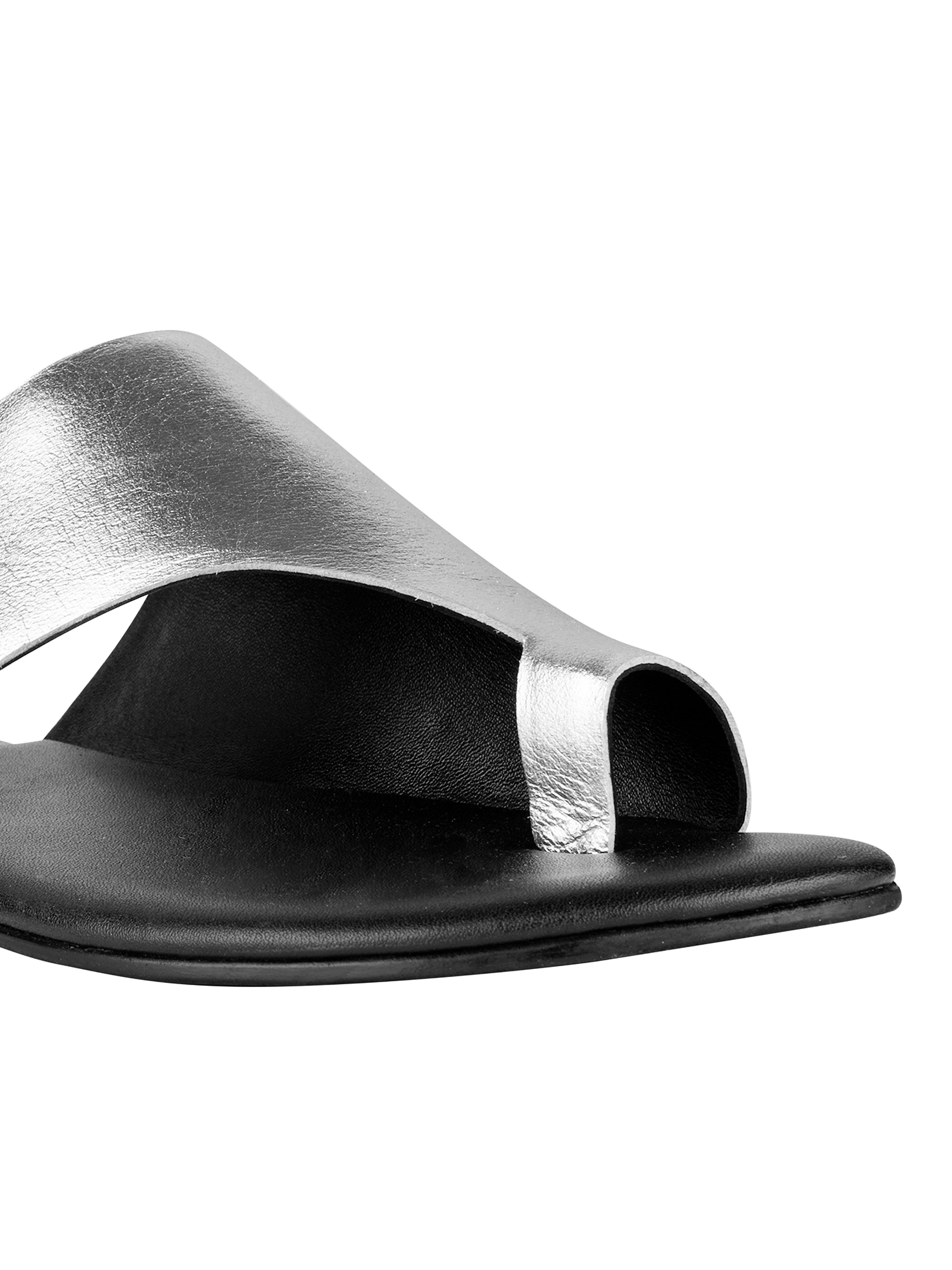 Amalfi Silver Flat Sandals For Women