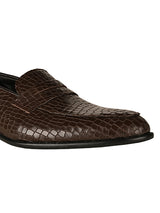 Brown Croc  Patent Penny Loafers
