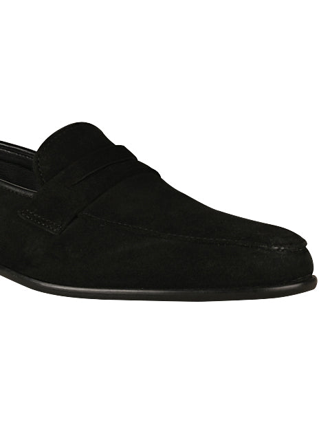 Black Suede Penny Loafers