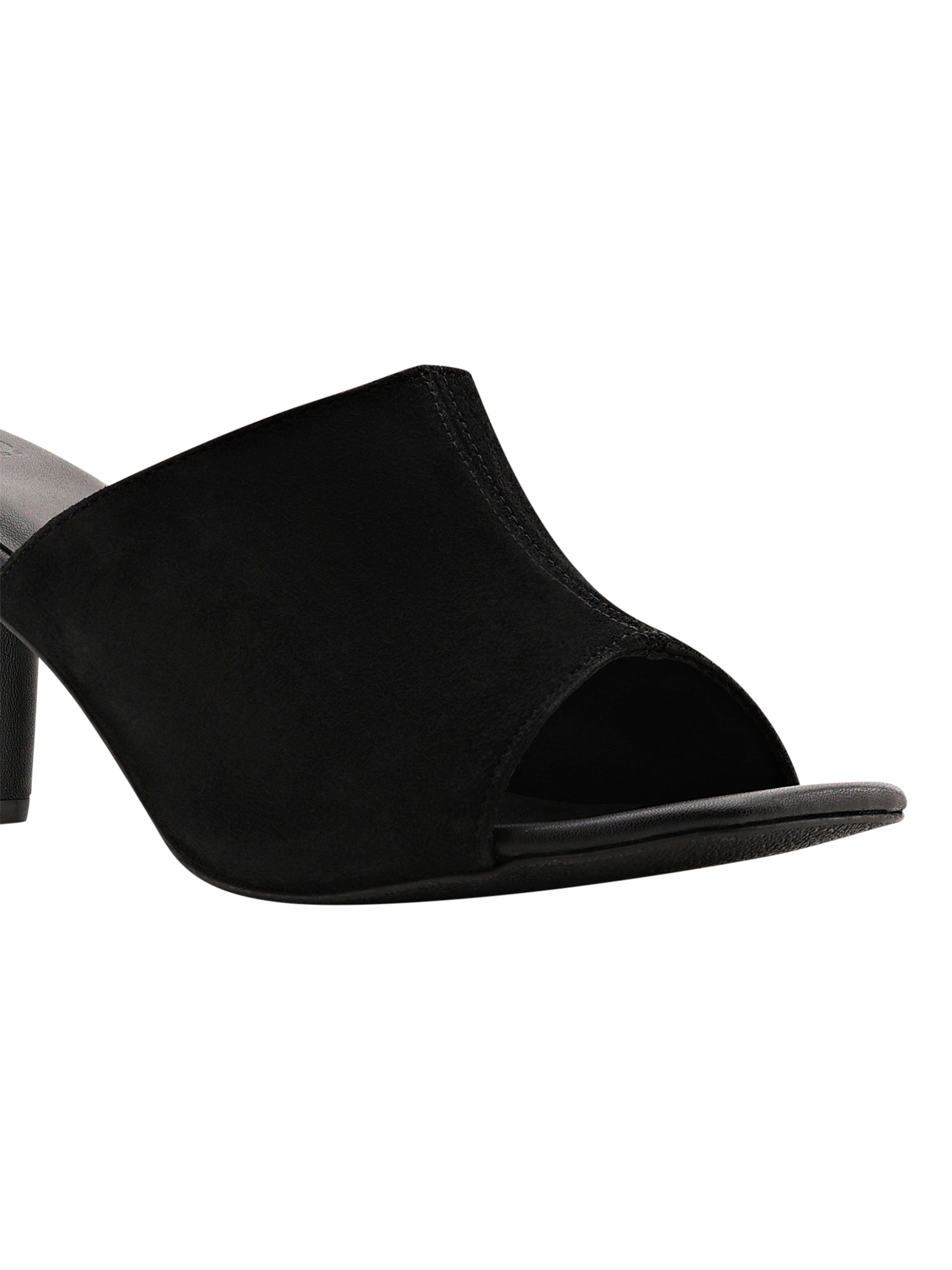 Black Suede Mule Heels For Women