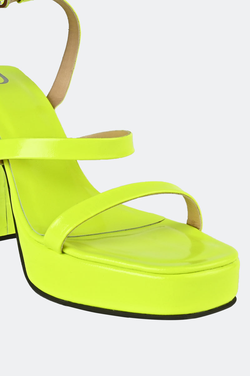 Neon Yellow Strappy Platforms
