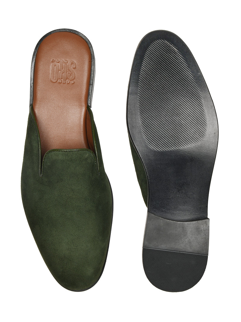 Green Suede Mules