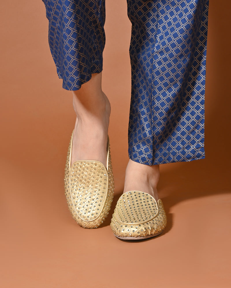 Gold Mules with Crystals