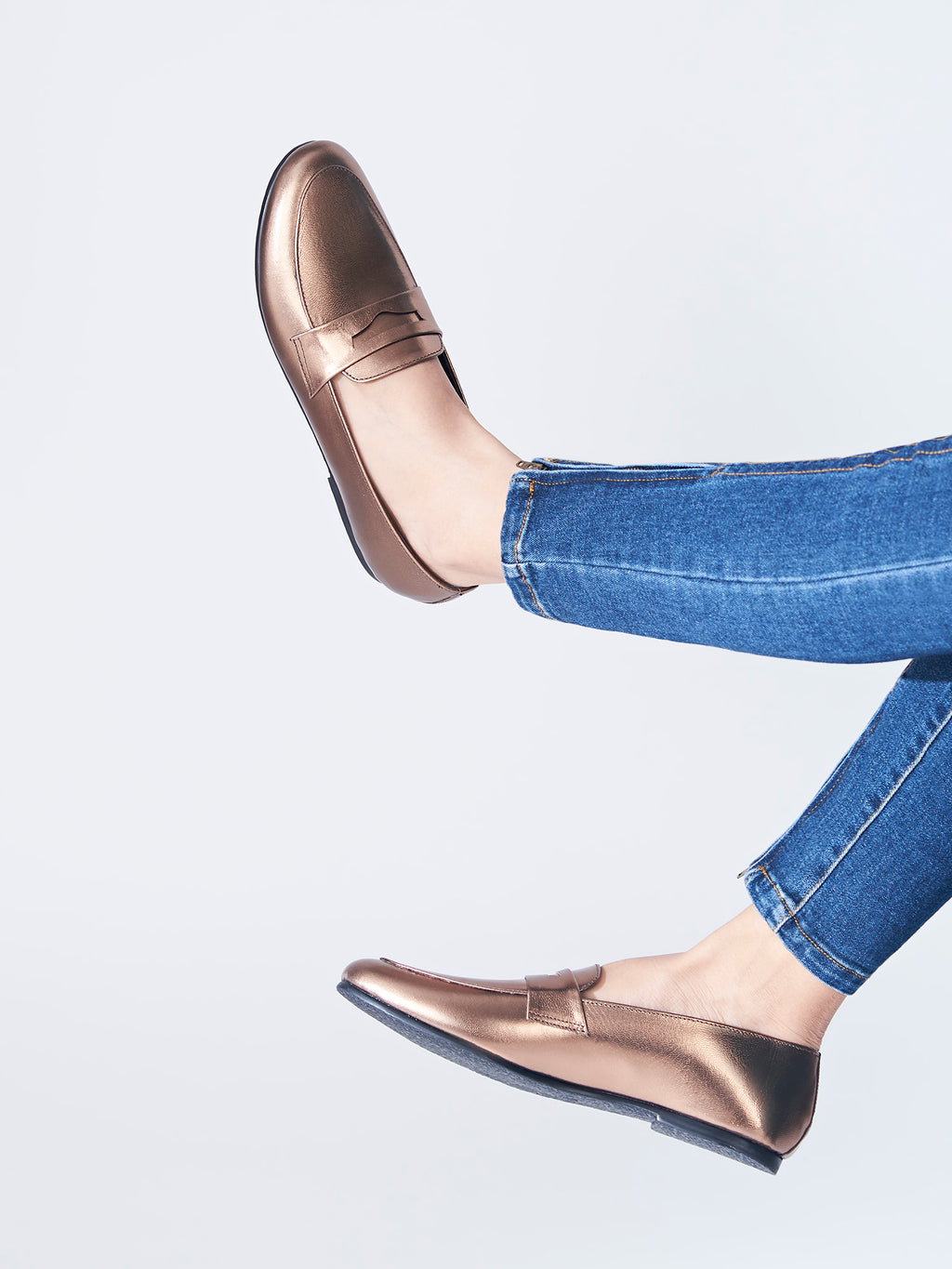 Rose gold penny on sale loafers